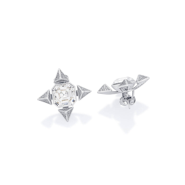 Isharya Chrome Star Earrings In Rhodium and Signature Colored Plating