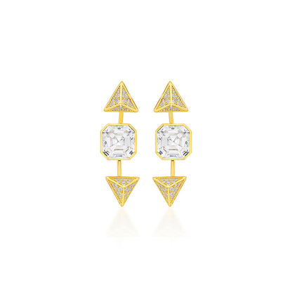 Isharya Moss Pyramid Crystal Drop In 18KT Gold and Signature Colored Plating