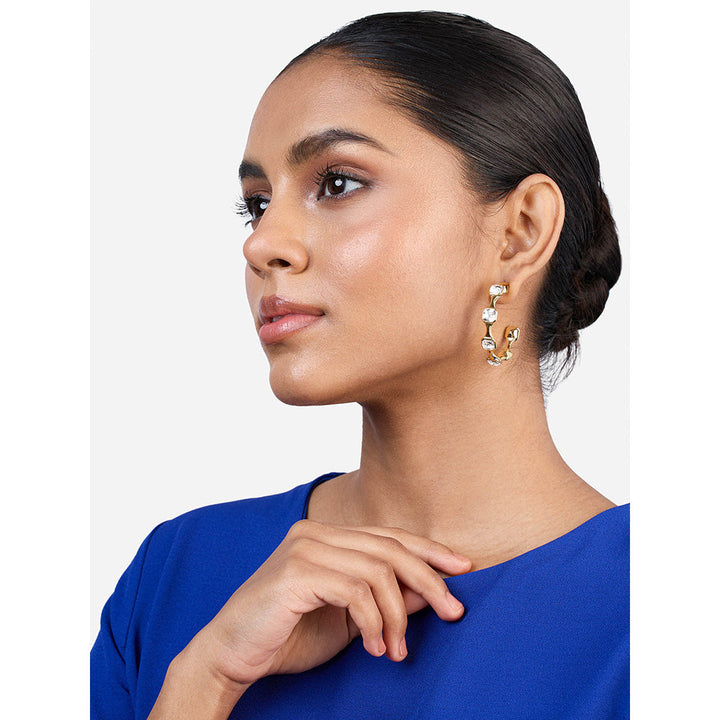 Isharya Moss Contrast Hoop Earrings In 18KT Gold and Signature Colored Plating