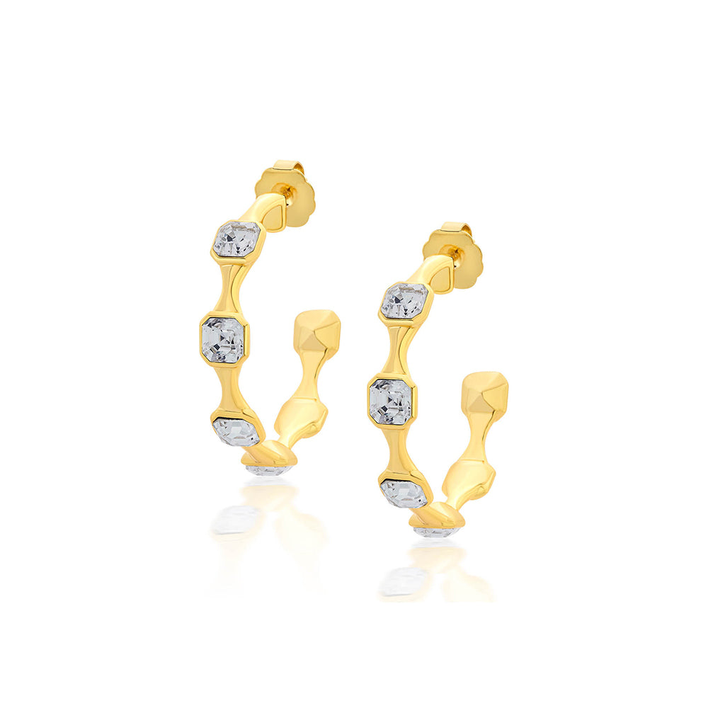 Isharya Moss Contrast Hoop Earrings In 18KT Gold and Signature Colored Plating