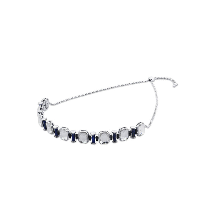 Isharya Digital Blue Crystal Choker In Rhodium and Signature Colored Plating