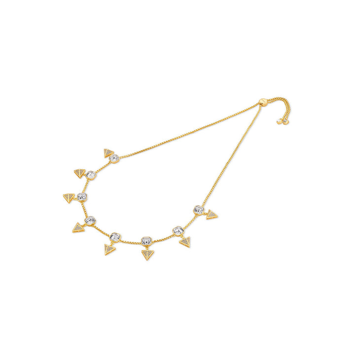 Isharya Moss Pyramid Crystal Necklace In 18KT Gold and Signature Colored Plating