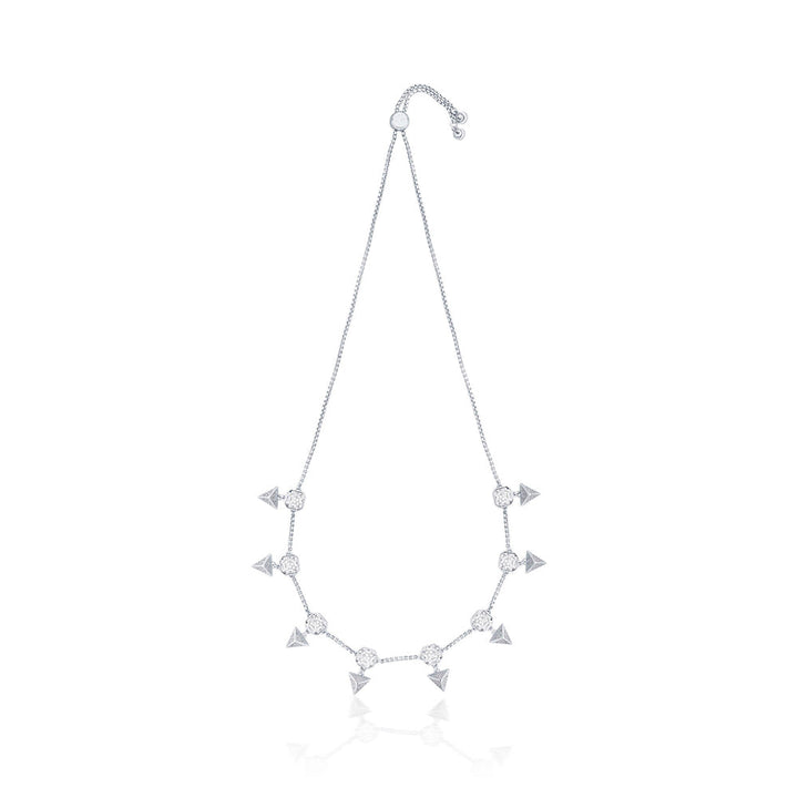 Isharya Chrome Pyramid Crystal Necklace In Rhodium and Signature Colored Plating