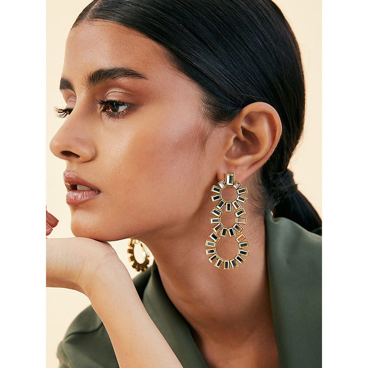 Isharya Disco Mirror Chandelier Earrings In 18Kt Gold Plated