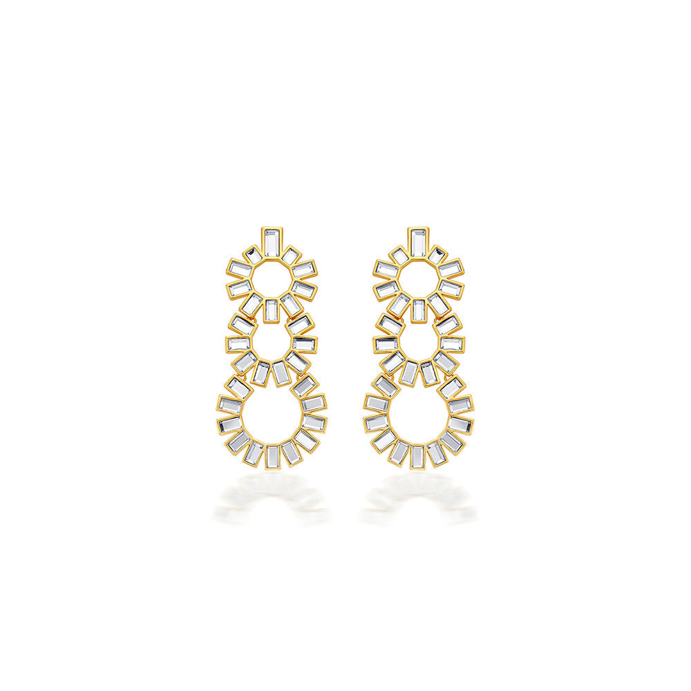 Isharya Disco Mirror Chandelier Earrings In 18Kt Gold Plated