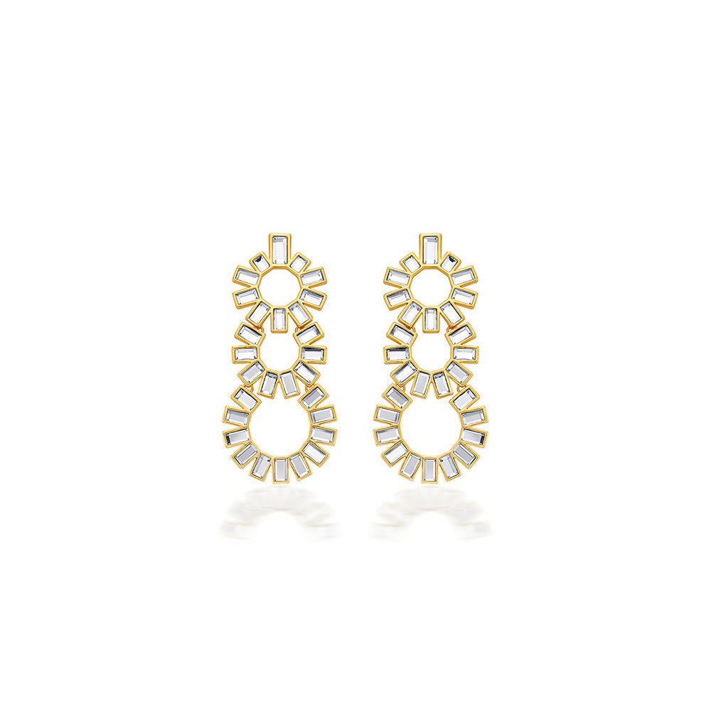 Isharya Disco Mirror Chandelier Earrings In 18Kt Gold Plated