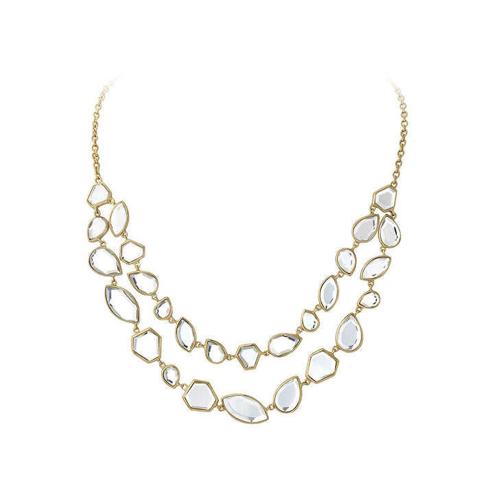 Isharya Shattered Mirror Double Strand Necklace In 18Kt Gold Plated