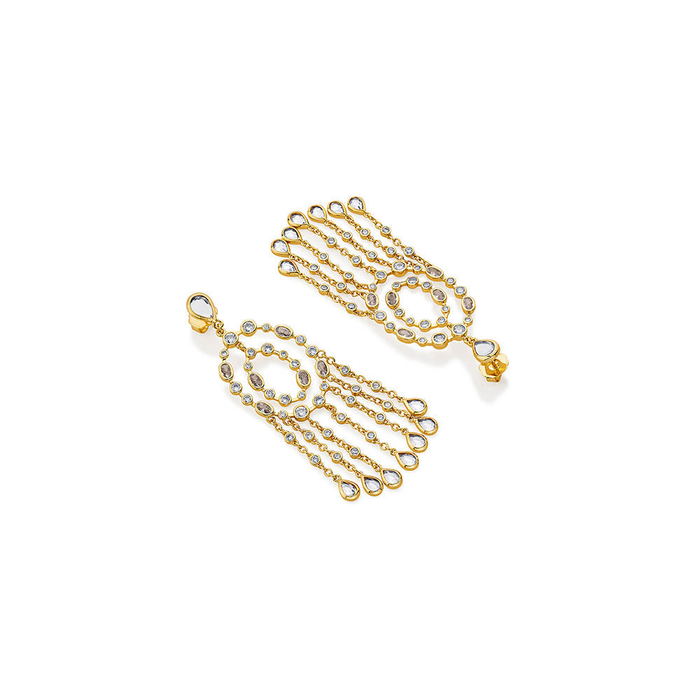 Isharya Paradise Dew Chandelier Stones Statement Earrings