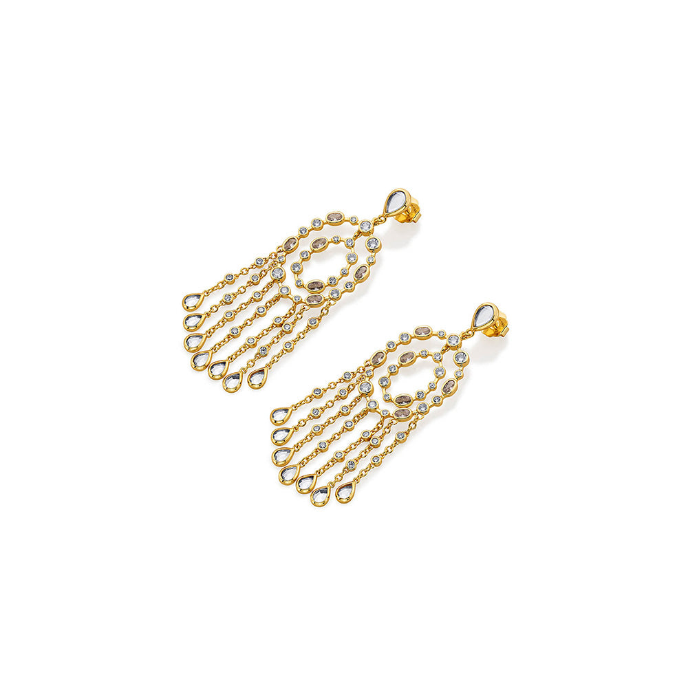 Isharya Paradise Dew Chandelier Stones Statement Earrings