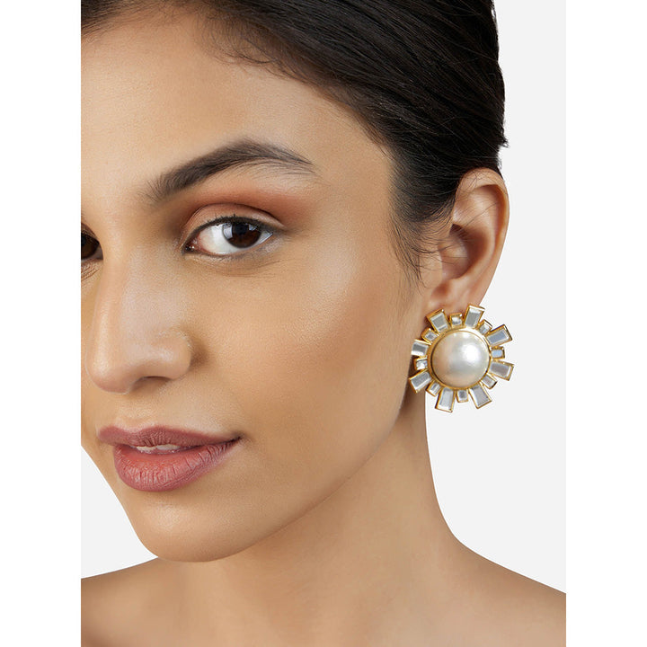 Isharya Perla Deco Big Stud Earrings