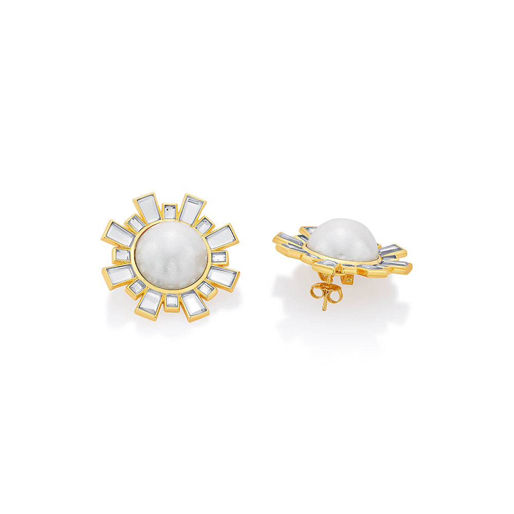 Isharya Perla Deco Big Stud Earrings