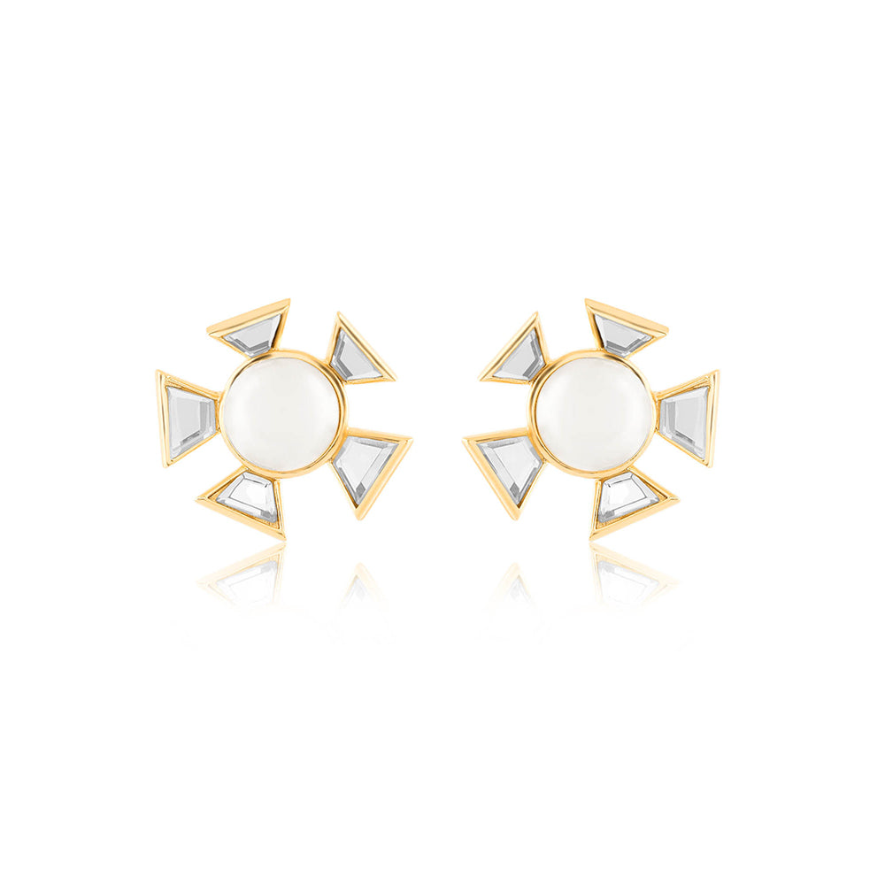 Isharya Perla Mirror White Stud Earrings