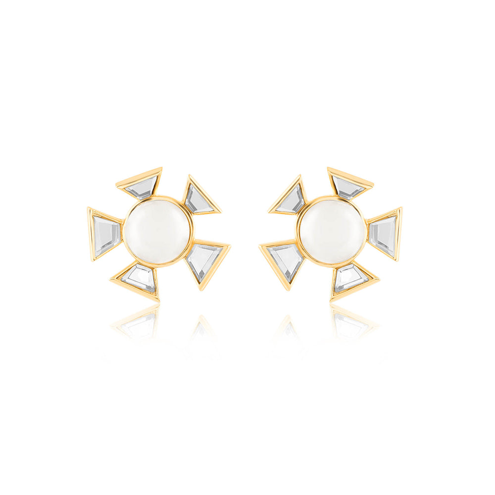 Isharya Perla Mirror White Stud Earrings