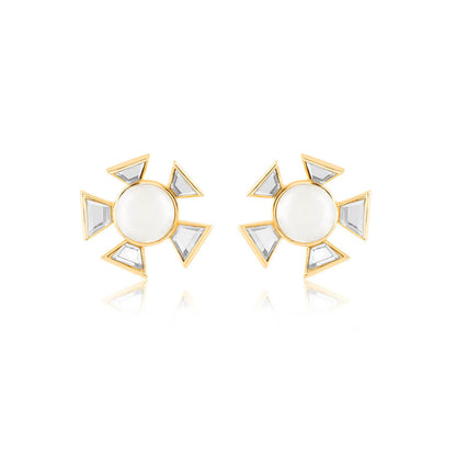 Isharya Perla Mirror White Stud Earrings