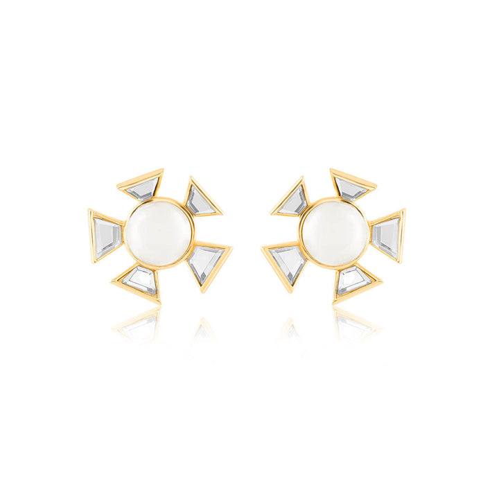 Isharya Perla Mirror White Stud Earrings