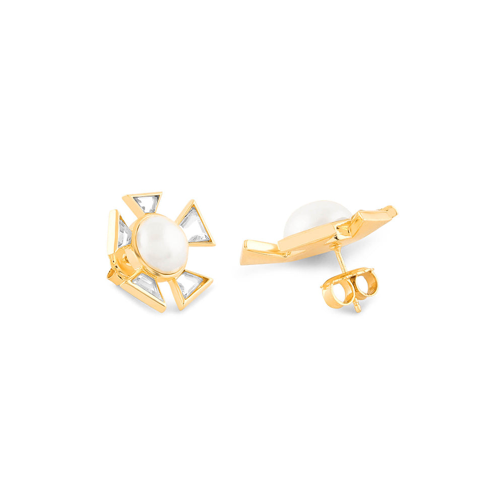 Isharya Perla Mirror White Stud Earrings