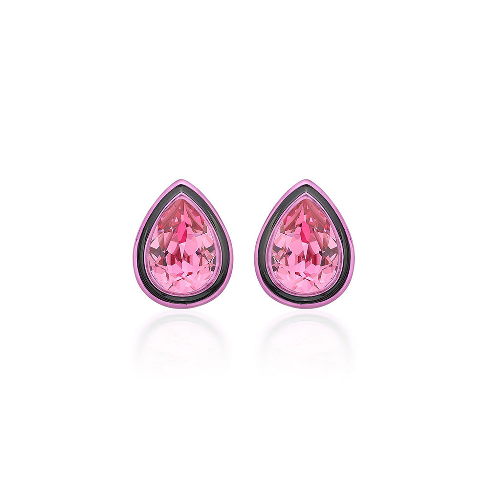Isharya Bisou Pink Crystal Studs In Signature Coloured Plating