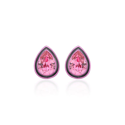 Isharya Bisou Pink Crystal Studs In Signature Coloured Plating