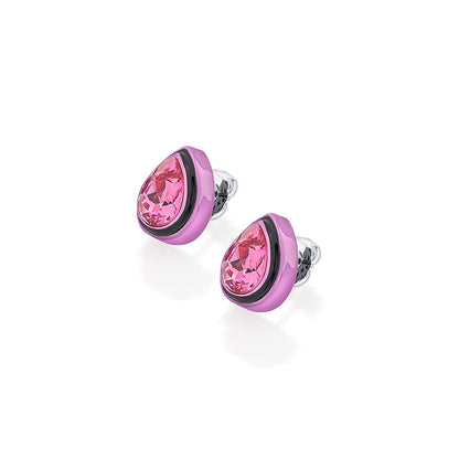 Isharya Bisou Pink Crystal Studs In Signature Coloured Plating
