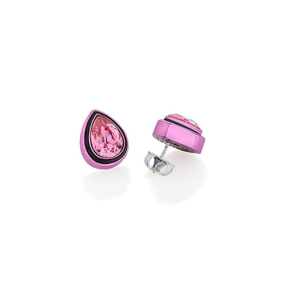 Isharya Bisou Pink Crystal Studs In Signature Coloured Plating