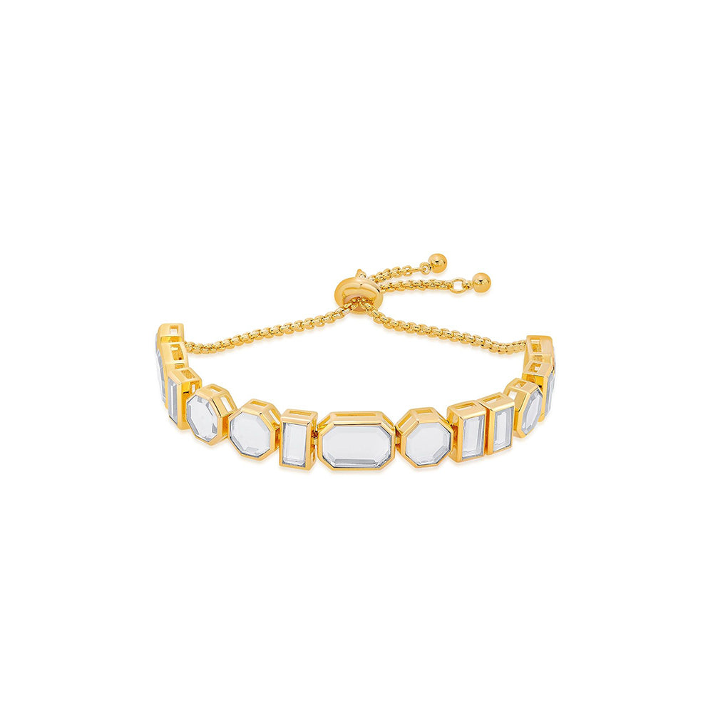 Isharya Mirror Bolo Tennis Bracelet In 18KT Gold Plated