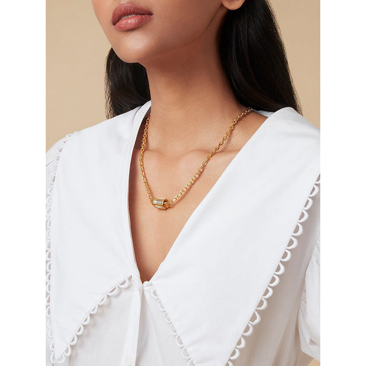 Isharya Link Lock Necklace Short In 18KT Gold Plated