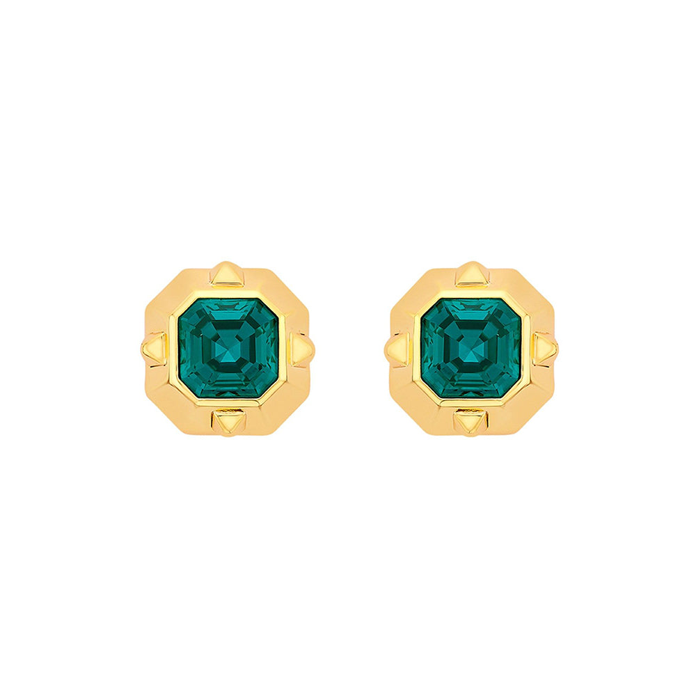 Isharya Simone Emerald Earrings In 18KT Gold Plated