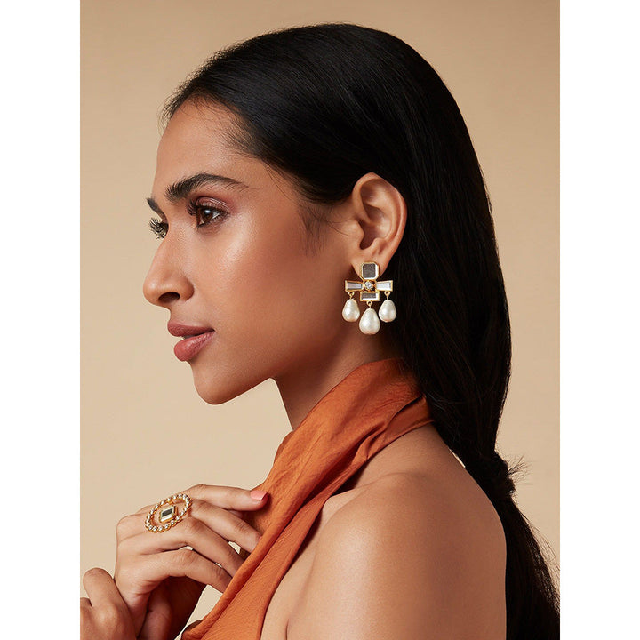 Isharya Trio Drop Earrings In 18KT Gold Plated