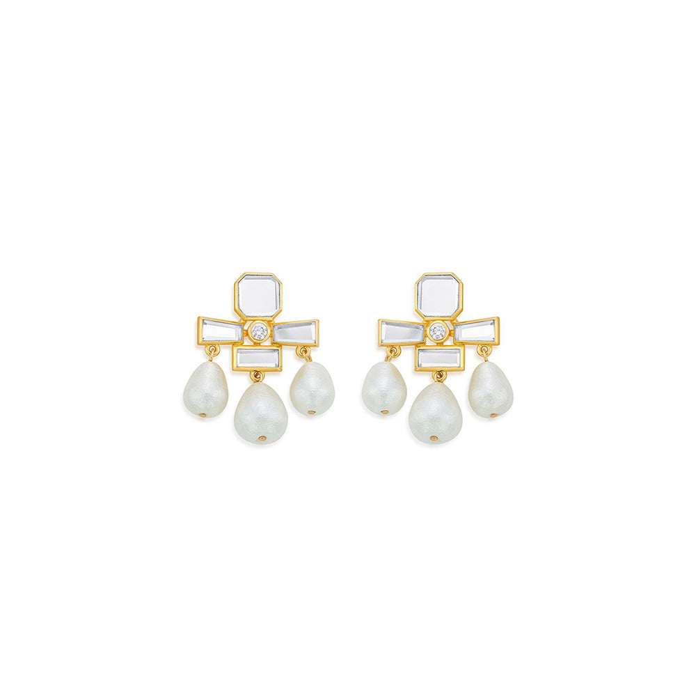 Isharya Trio Drop Earrings In 18KT Gold Plated