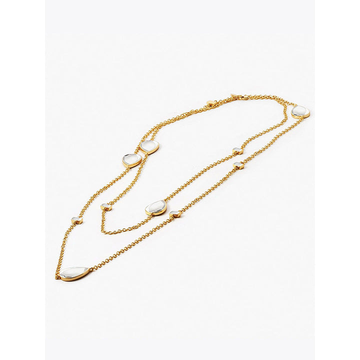 Isharya Dew Drop Mirror Long Necklace In 18KT Gold Plated