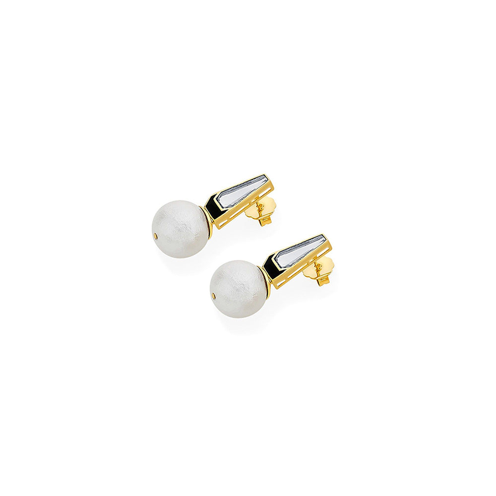 Isharya Ayaana Mirror and Pearl Libra Earring In 18KT Gold Plated