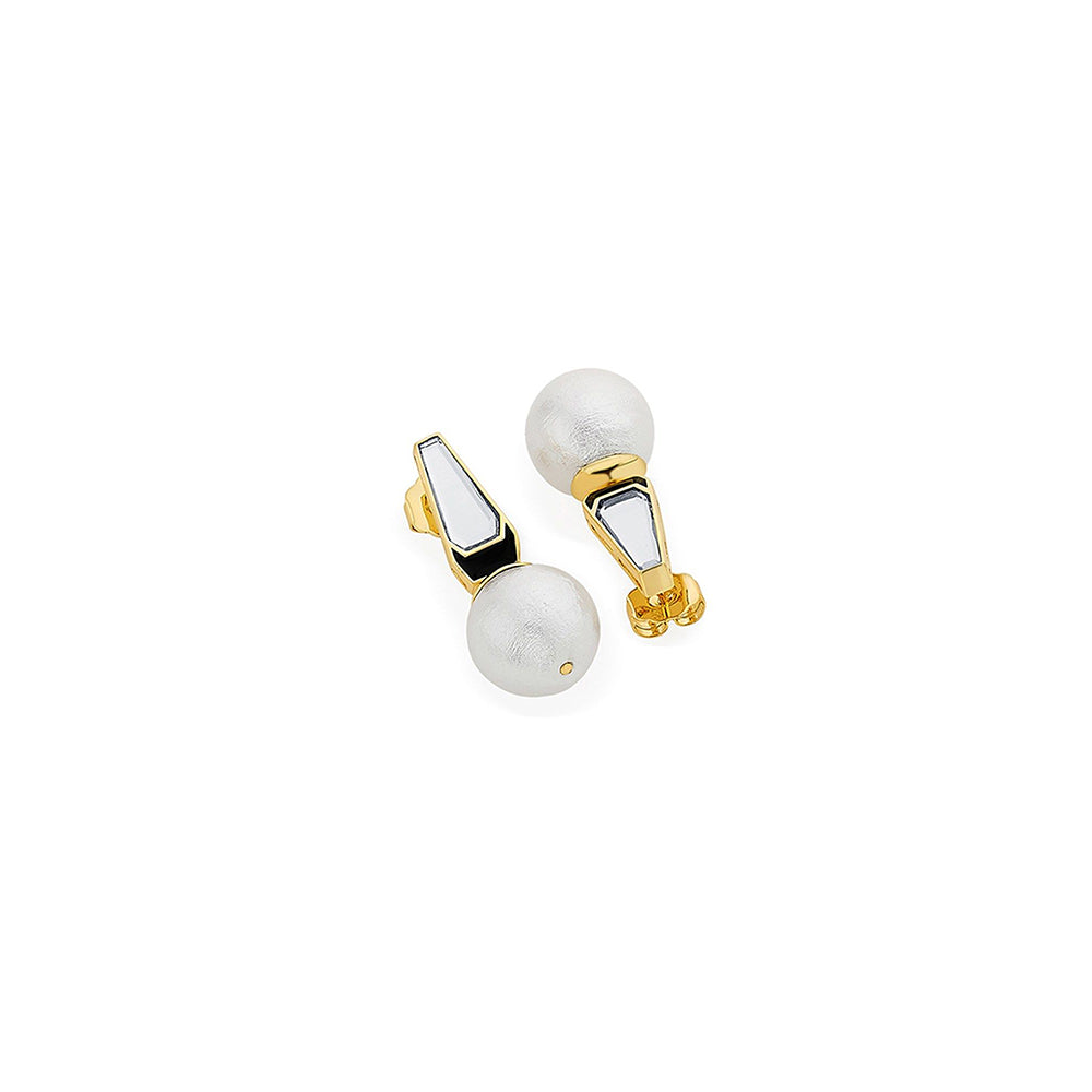 Isharya Ayaana Mirror and Pearl Libra Earring In 18KT Gold Plated