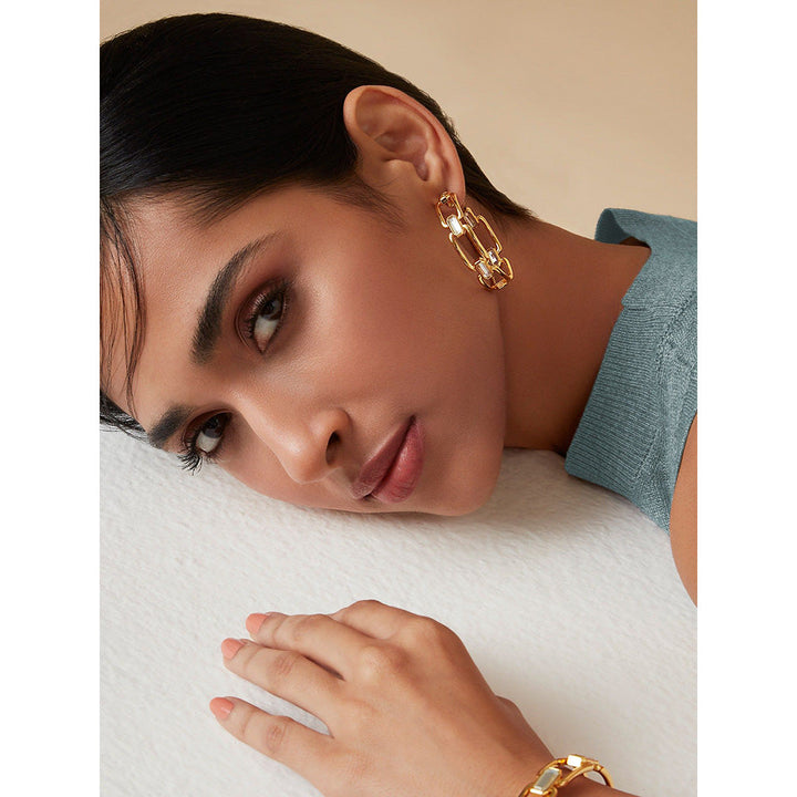 Isharya Connect Hoop Earrings In 18KT Gold Plated