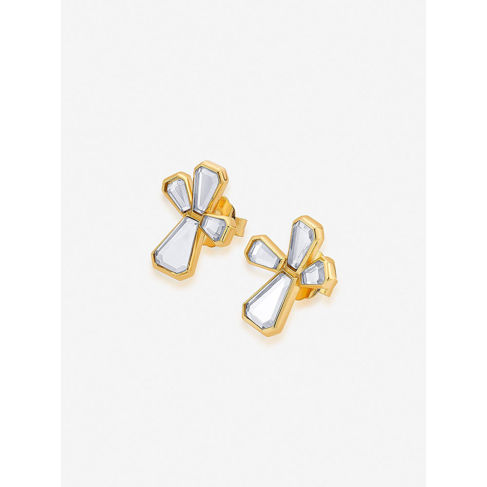 Isharya Ayaana Abstract Petals Stud Earrings In 18KT Gold Plated