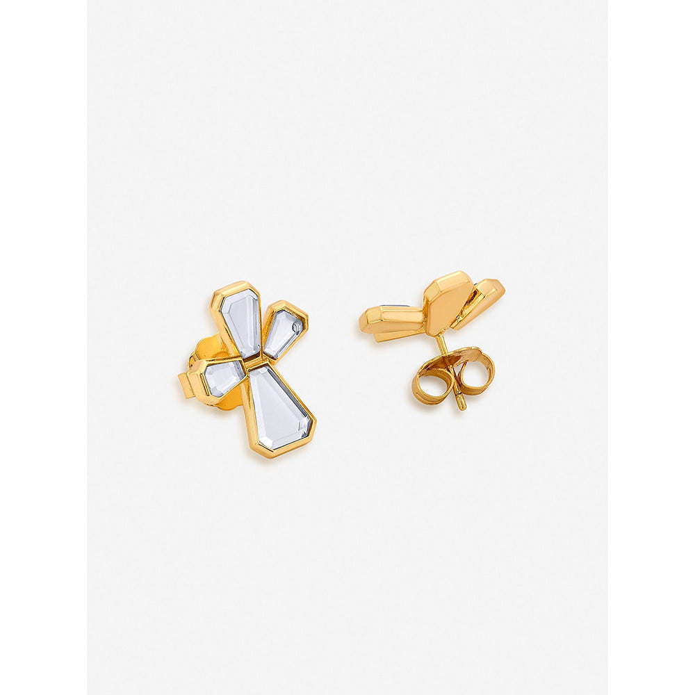 Isharya Ayaana Abstract Petals Stud Earrings In 18KT Gold Plated