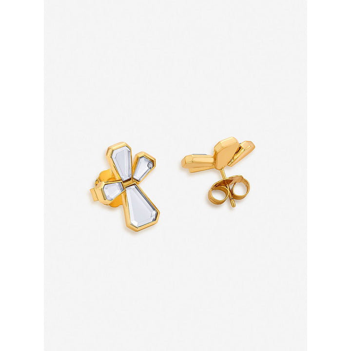 Isharya Ayaana Abstract Petals Stud Earrings In 18KT Gold Plated