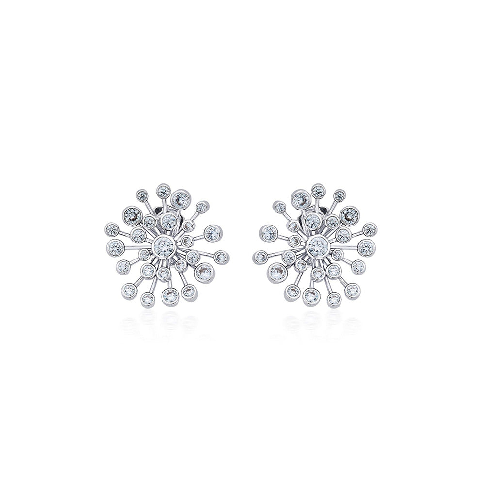 Isharya Silver Small Starburst Stud Earrings