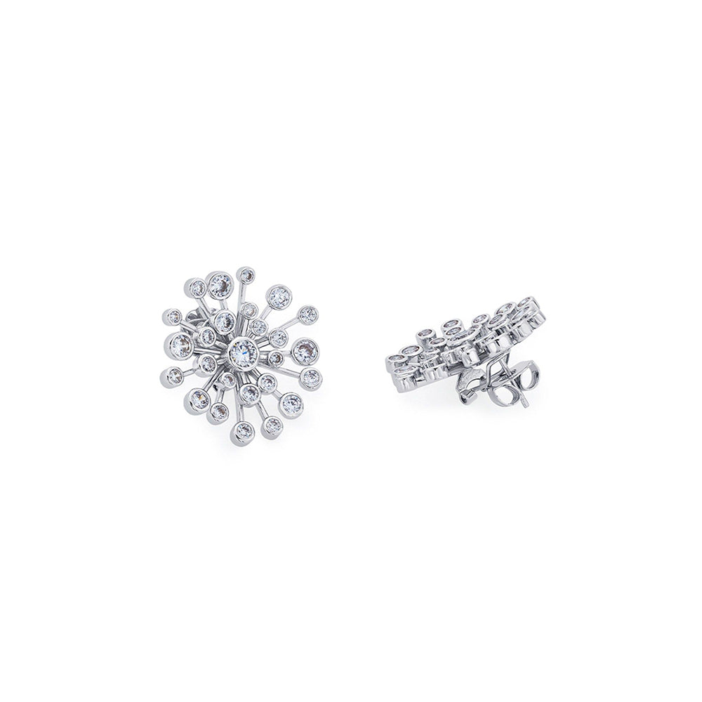 Isharya Silver Small Starburst Stud Earrings