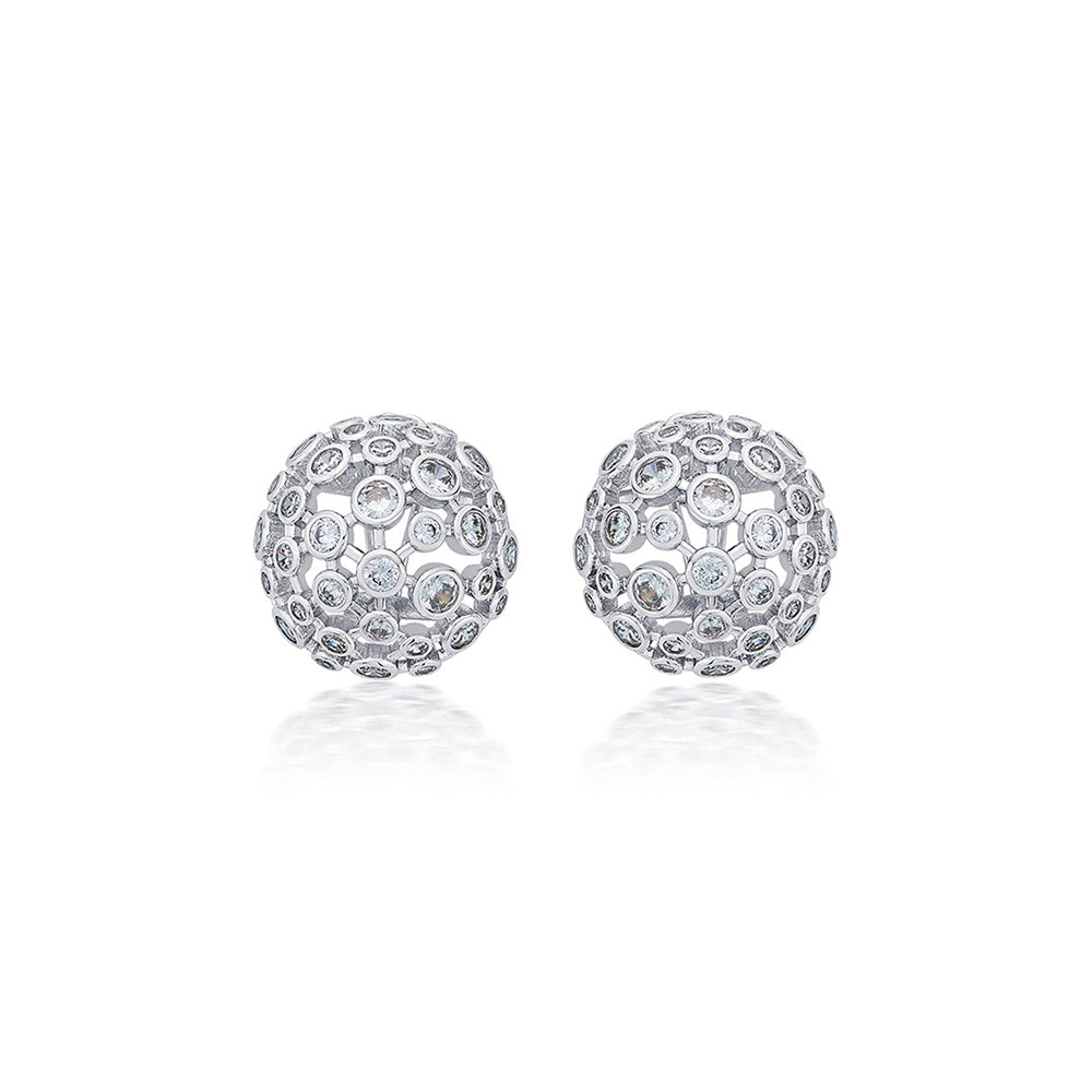 Isharya Silver Cz Mesh Small Stud Earrings