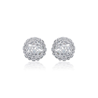 Isharya Silver Cz Mesh Small Stud Earrings