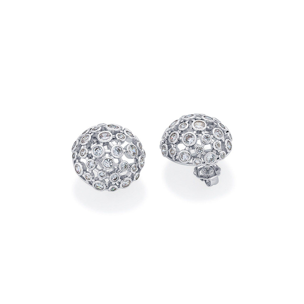 Isharya Silver Cz Mesh Small Stud Earrings