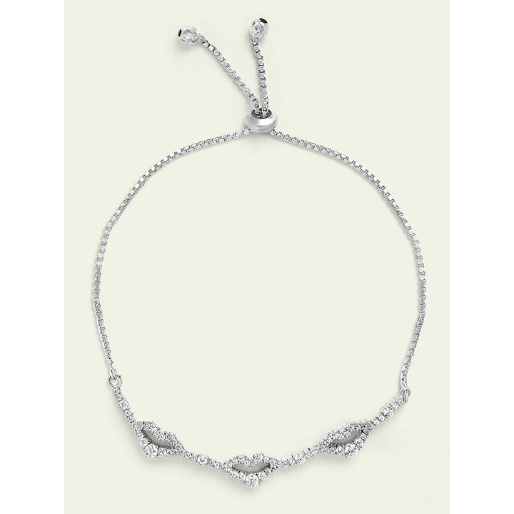 Isharya Silver Lips Bracelet In Rhodium Plated