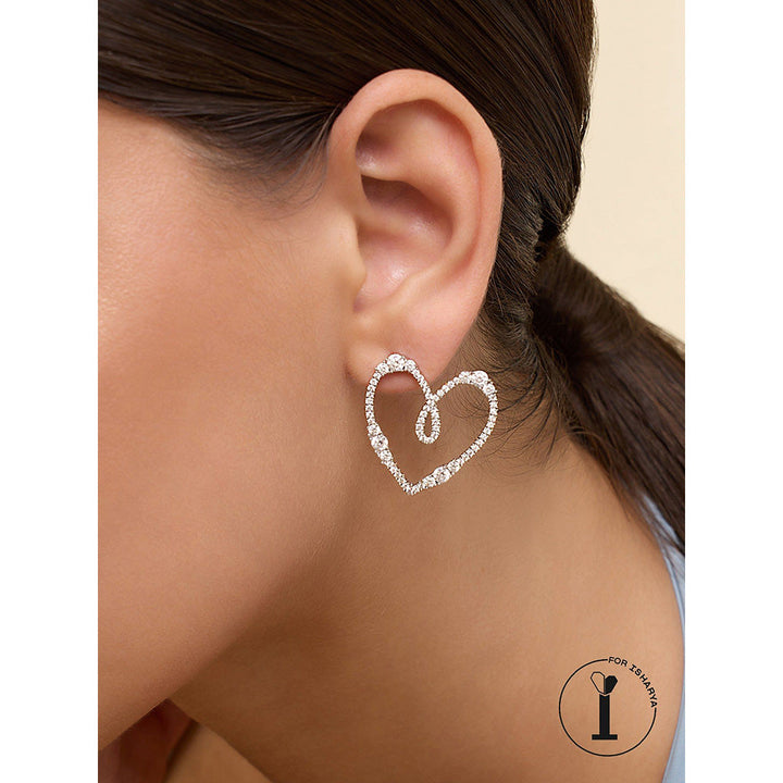 Isharya Silver Heart Drops In Rhodium Plated