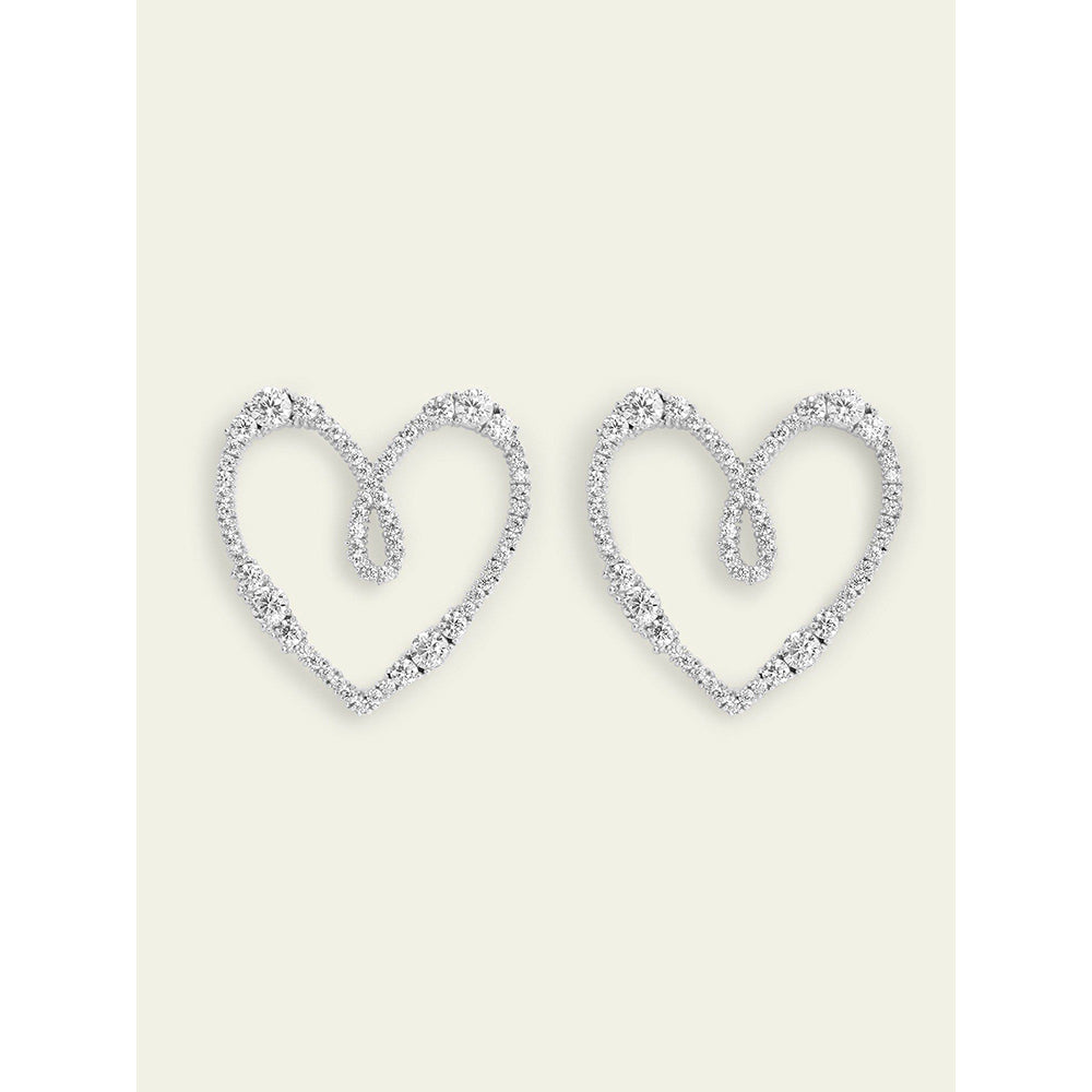 Isharya Silver Heart Drops In Rhodium Plated