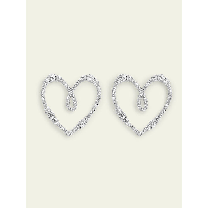 Isharya Silver Heart Drops In Rhodium Plated