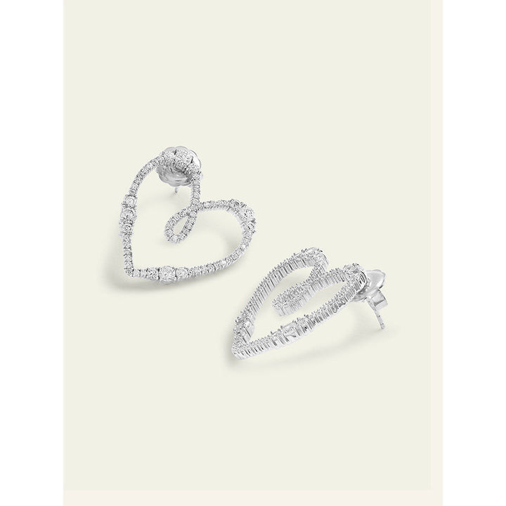 Isharya Silver Heart Drops In Rhodium Plated