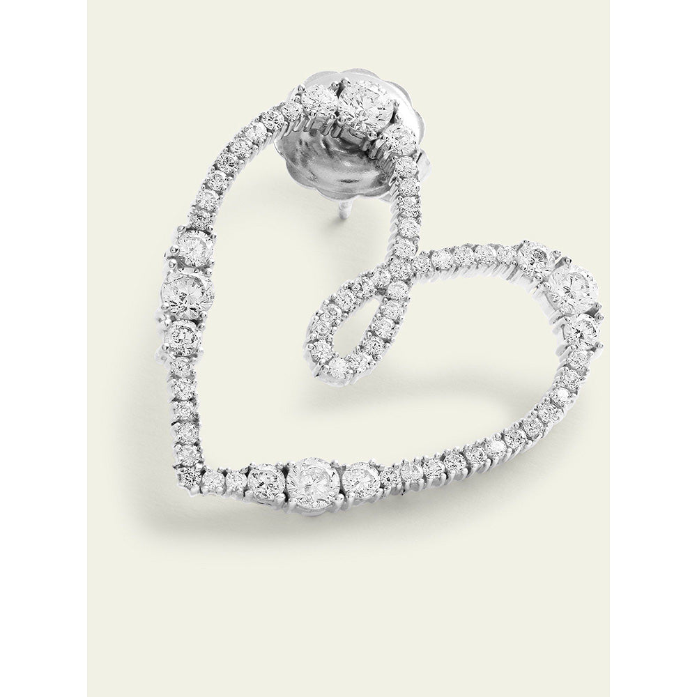 Isharya Silver Heart Drops In Rhodium Plated