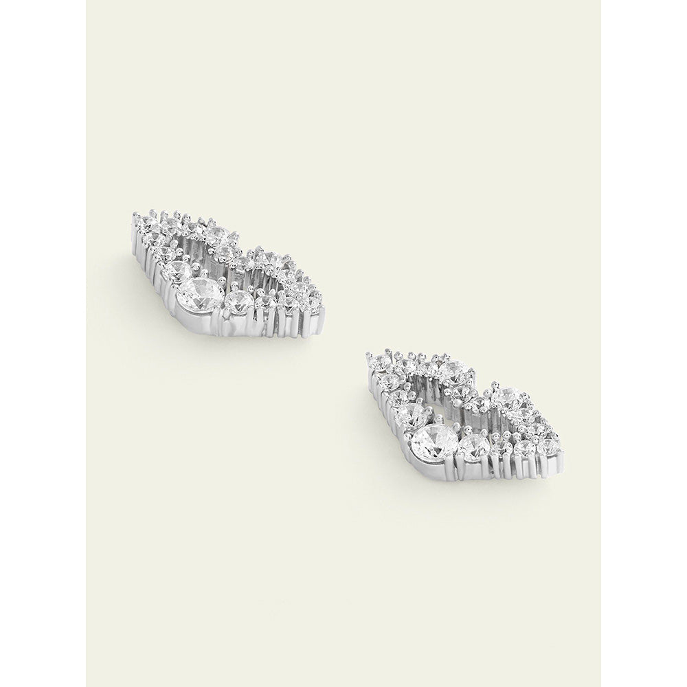 Isharya Silver Lips Studs In Rhodium Plated