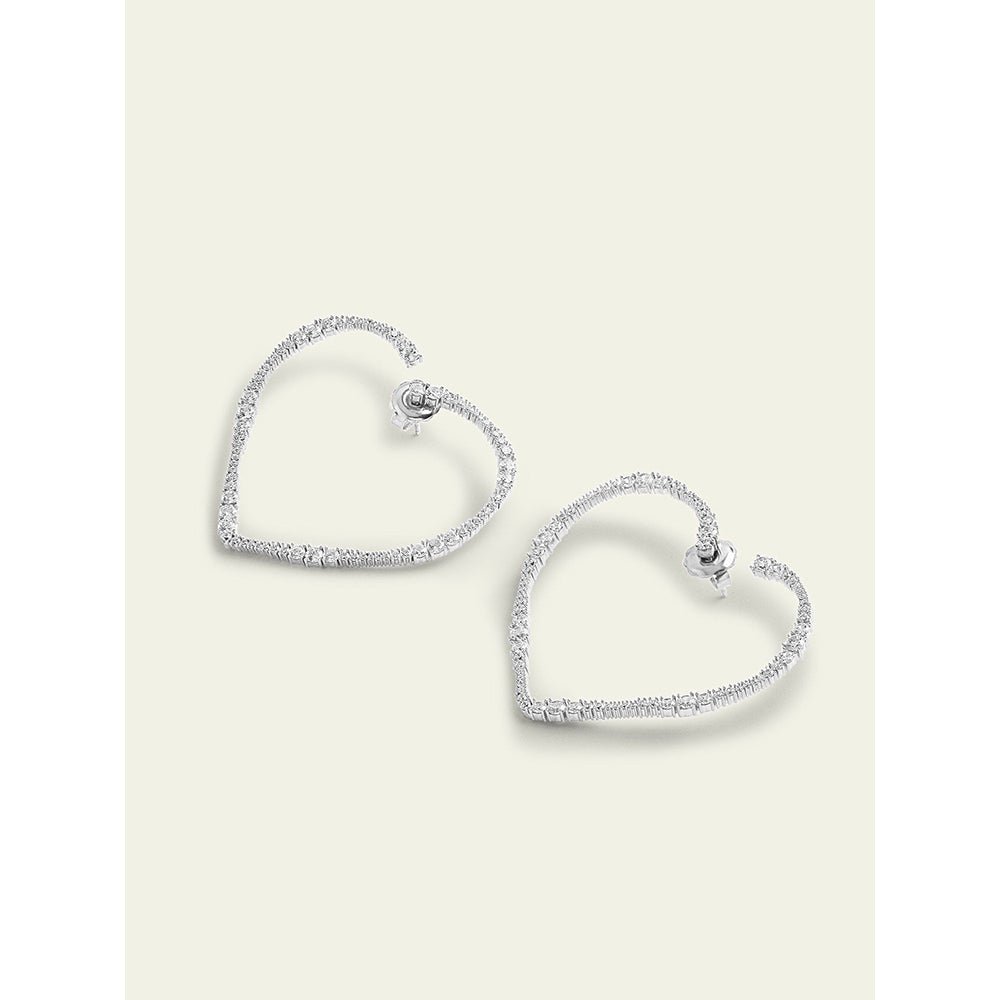 Isharya Big Heart Drops In Rhodium Plated