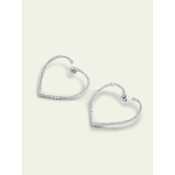 Isharya Big Heart Drops In Rhodium Plated